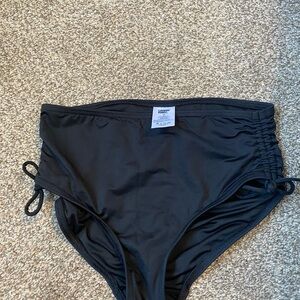 Lands' End Black High-Rise Side-Tie Bikini Bottoms size XS